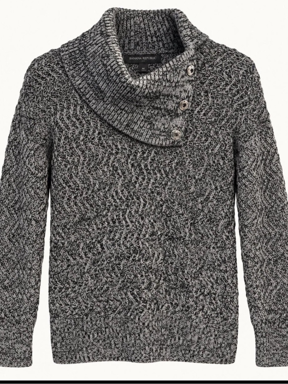 Banana Republic Marled Gray Buttoned Turtleneck Sweater | M